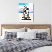 KiniArt Brindle Bull Terrier Dog Beach Leinwand Pr (Insitu (Schlafzimmer))