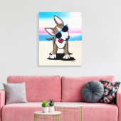 KiniArt Brindle Bull Terrier Dog Beach Leinwand Pr (Insitu (Wohnzimmer))