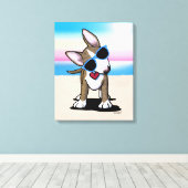 KiniArt Brindle Bull Terrier Dog Beach Leinwand Pr (Insitu (Holzboden))