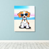 KiniArt Brittany Dog Beach Leinwanddruck (Insitu (Holzboden))