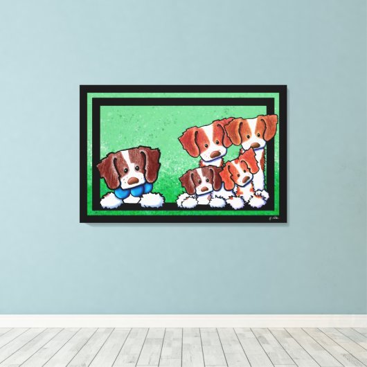 KiniArt Brittany Dogs Art Leinwanddruck (Insitu (Holzboden))