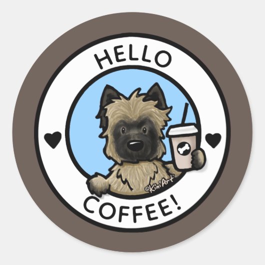KiniArt Cairn Terrier Kaffeekleber Runder Aufkleber (Vorderseite)