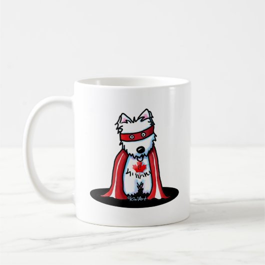 KiniArt Canadian Westie Superhero Kaffeetasse (Links)