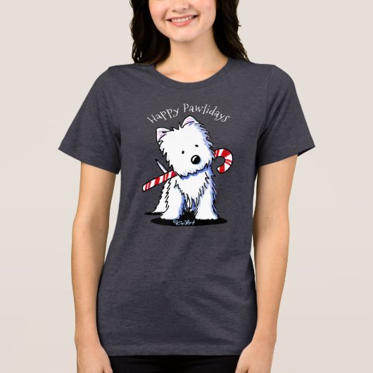 KiniArt Candy Cane Westie Tri-Blend Shirt (Vorderseite)
