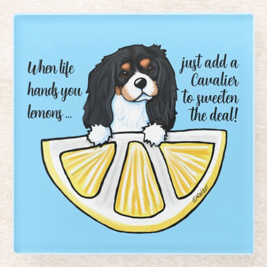 KiniArt Cavalier Life Lemons Glass Untersetzer (Vorderseite)