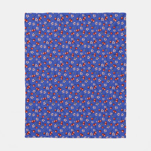 KiniArt Cherries Cherry Blossom Fleece Blanket (Vorderseite)