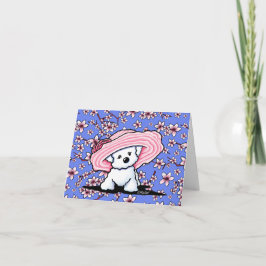 KiniArt Cherry Blossom Bichon Frise Feiertagskarte
