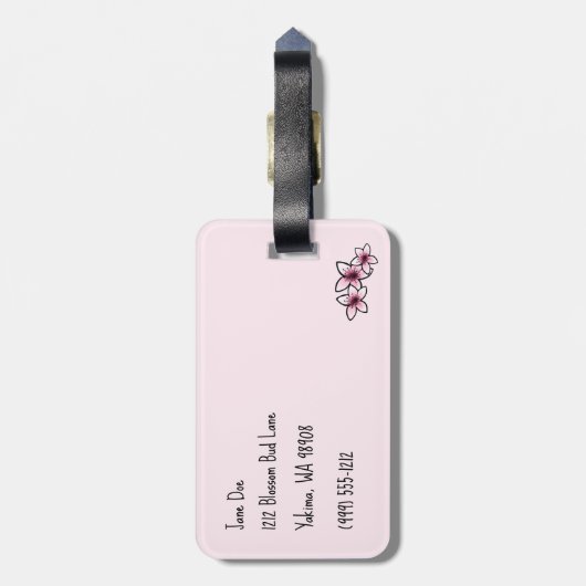 KiniArt Cherry Blossoms Gepäckmarke Gepäckanhänger (Rückseite vertikal)