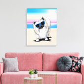 KiniArt Chester Spitz Dog Beach Canvas Print Leinwanddruck (Insitu (Wohnzimmer))