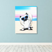 KiniArt Chester Spitz Dog Beach Canvas Print Leinwanddruck (Insitu (Holzboden))