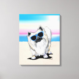 KiniArt Chester Spitz Dog Beach Canvas Print Leinwanddruck
