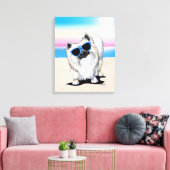 KiniArt Chester Spitz Dog Beach Canvas Print Leinwanddruck (Insitu (Wohnzimmer))