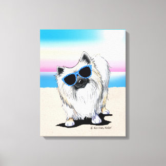KiniArt Chester Spitz Dog Beach Leinwanddruck