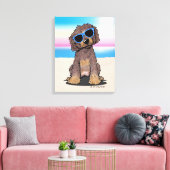 KiniArt Chocolate Doodle Dog Beach Leinwanddruck (Insitu (Wohnzimmer))