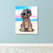 KiniArt Chocolate Doodle Dog Beach Leinwanddruck (Insitu (Holzboden))