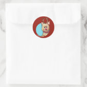 KiniArt Christmas Cairn Reindeer Runder Aufkleber (Tasche)