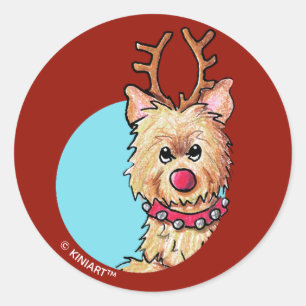 KiniArt Christmas Cairn Reindeer Runder Aufkleber