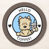 KiniArt Coffee Cairn Round Paper Untersetzer (Vorderseite)