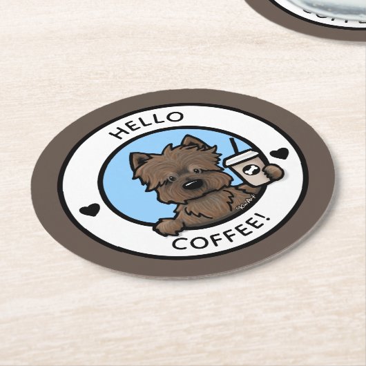 KiniArt Coffee Cairn Round Paper Untersetzer (Angewinkelt)