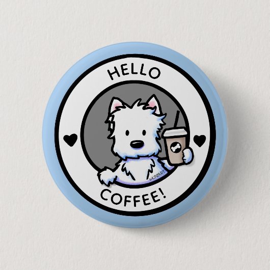 KiniArt Coffee Westie Button (Vorderseite)
