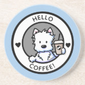 KiniArt Coffee Westie Round Getränkeuntersetzer (Vorne)