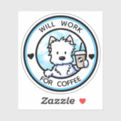 KiniArt Coffee Westie Sticker (Blatt)