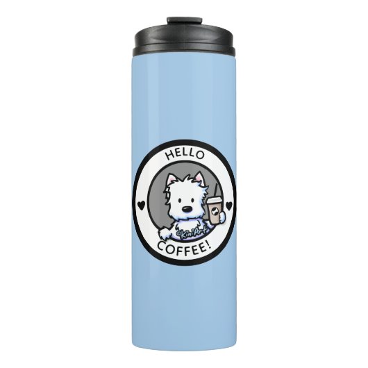 KiniArt Coffee Westie Thermosbecher (Vorderseite)