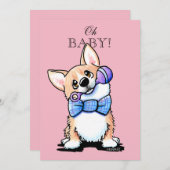 KiniArt Corgi Babydusche Einladungen (Vorne/Hinten)