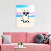 KiniArt Corgi Dog Beach Leinwanddruck (Insitu (Wohnzimmer))