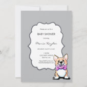 KiniArt Corgi Einladungen in Rosa und Grau (Rückseite)