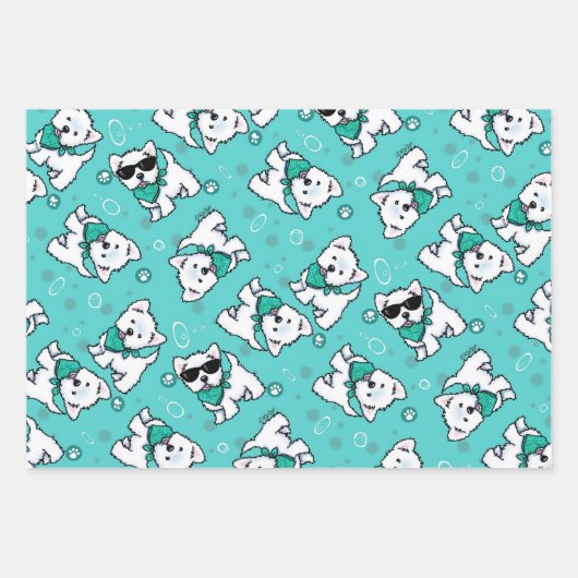 KiniArt Cutieface Westie Geschenkpapier Set (Vorderseite)