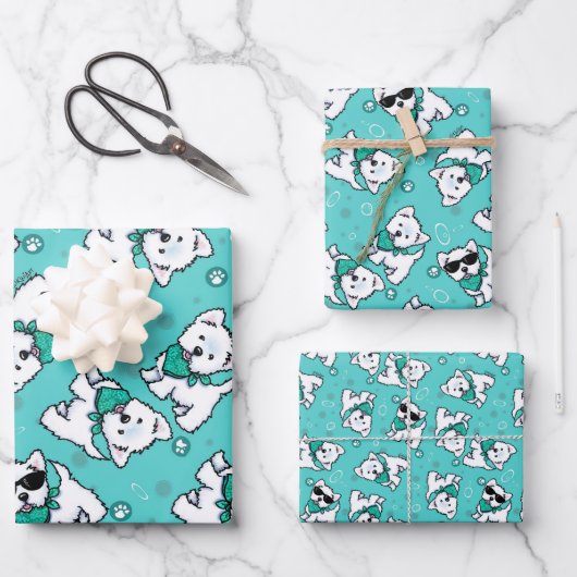 KiniArt Cutieface Westie Geschenkpapier Set (Vorderseite)