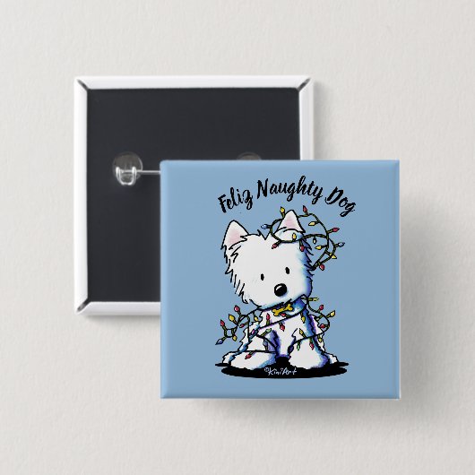 KiniArt Delighted Westie Button (Vorne & Hinten)