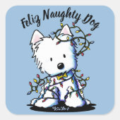 KiniArt Delighted Westie Quadratischer Aufkleber (Vorderseite)
