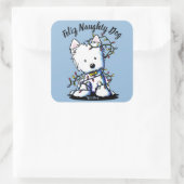 KiniArt Delighted Westie Quadratischer Aufkleber (Tasche)