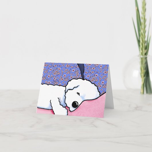 KiniArt Dog Tired Bichon Notecard Dankeskarte (Vorderseite)