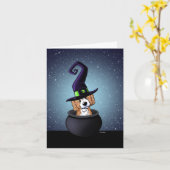 KiniArt Doodle Dog Hexe Halloween Karte (Gelbe Blume)