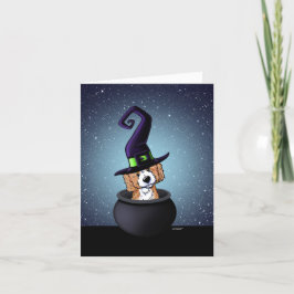 KiniArt Doodle Dog Hexe Halloween Karte