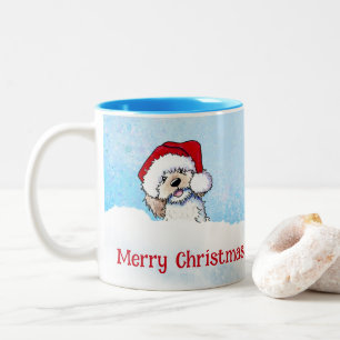KiniArt Doodle Welpe Weihnachten Zweifarbige Tasse
