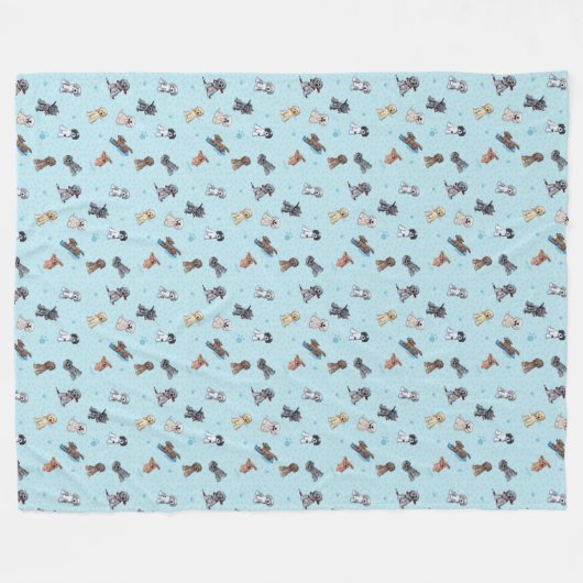 KiniArt Doodlemoji Goldendoodle Fleecedecke (Vorderseite (Horizontal))