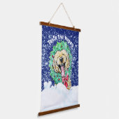 KiniArt DoodleMoji Goldendoodle Weihnachten Wandteppich Mit Holzrahmen (Gewinkelt)