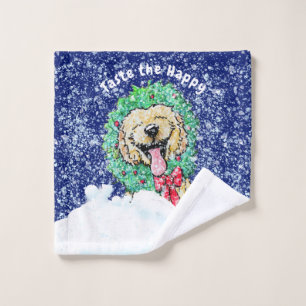 KiniArt DoodleMoji Goldendoodle Weihnachtsbath Badhandtuch Set