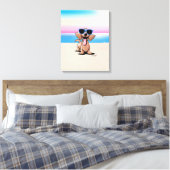 KiniArt Drahthaar Dackel Dog Beach Leinwanddruck (Insitu (Schlafzimmer))
