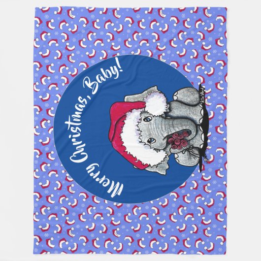 KiniArt Elephant Christmas Fleece Blanket (Vorderseite)