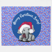 KiniArt Elephant Christmas Fleece Blanket (Vorderseite (Horizontal))