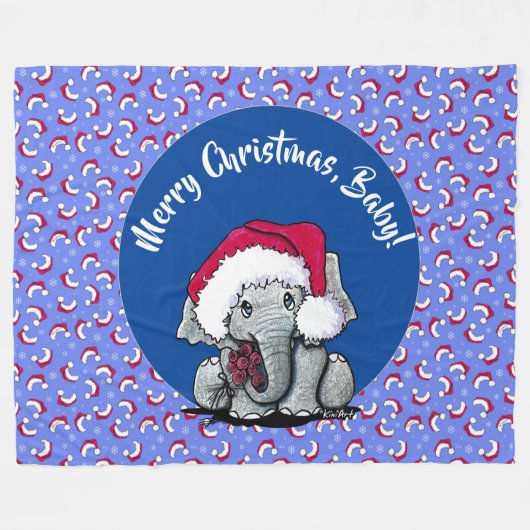 KiniArt Elephant Christmas Fleece Blanket (Vorderseite (Horizontal))