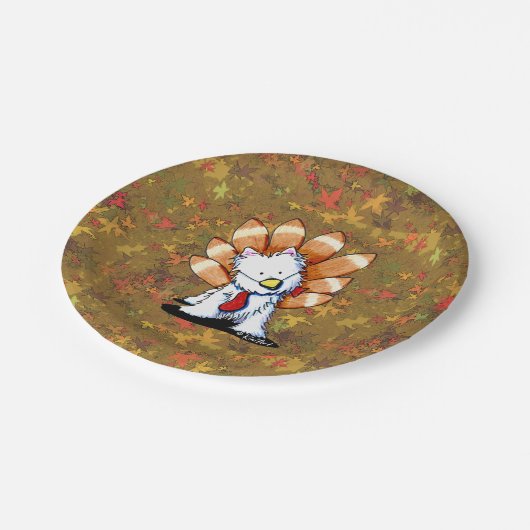 KiniArt Erntedank Westie Paper Teller (Schrägansicht)