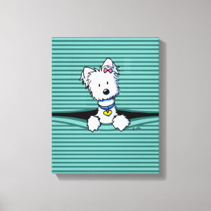 KiniArt Fensterjalousien Westie Leinwanddruck