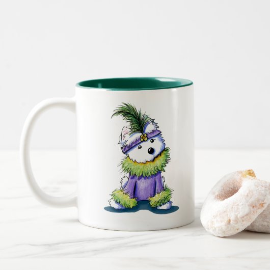 KiniArt Flapper Westie Zweifarbige Tasse (Mit Donut)