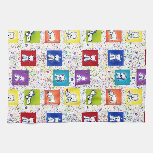 KiniArt Flowerbox Westies Geschirrtuch (Horizontal)